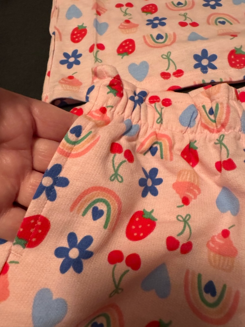 Wonder Nation Toddler Girl Pink Play Set 3T - Strawberry, Rainbow, Flower Print - Picture 3 of 8